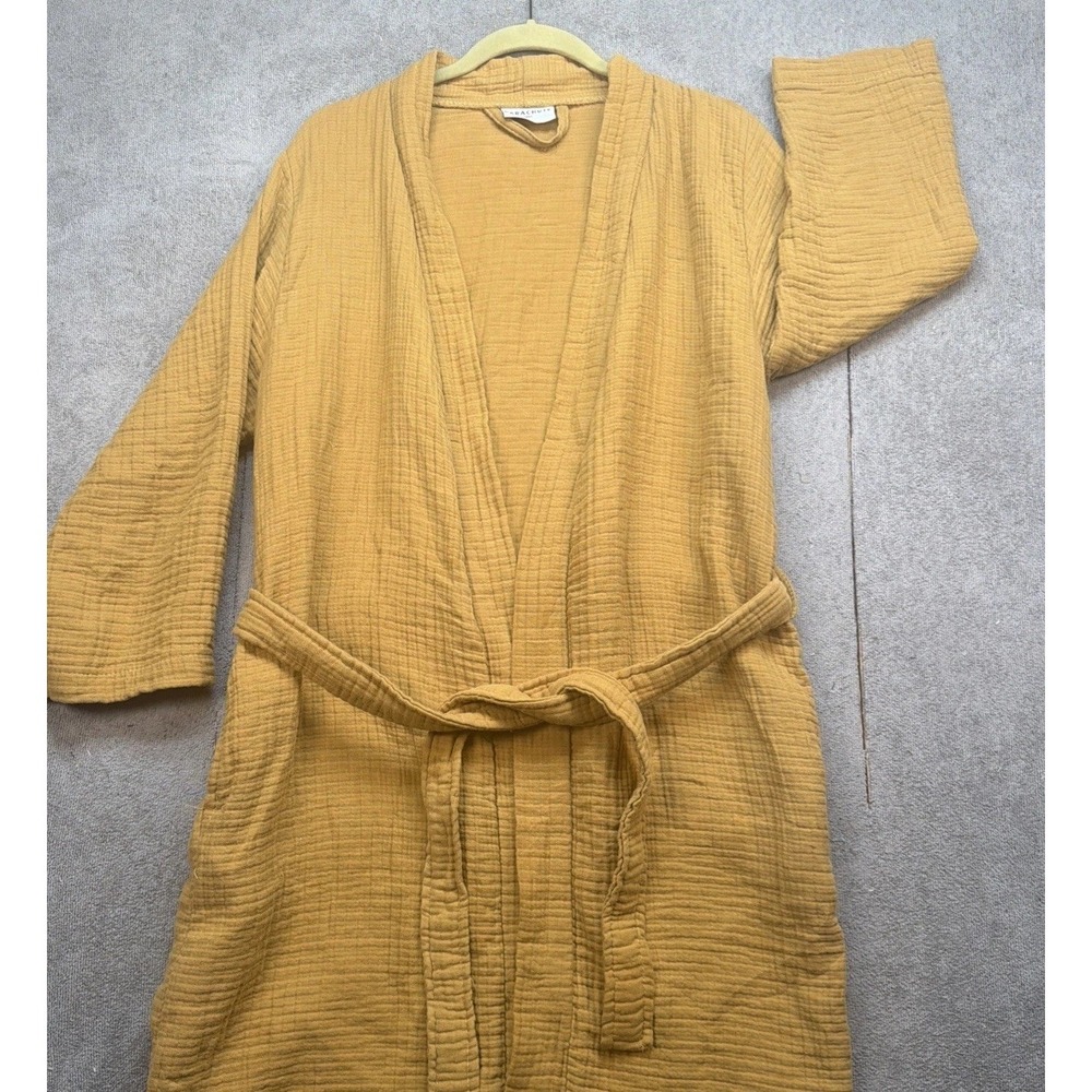 Parachute Robe Waffle Gauze Mustard Belted Spa Womens Small